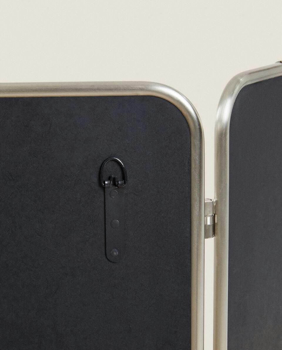 TRIPTYCH WALL MIRROR WITH SILVER FRAME