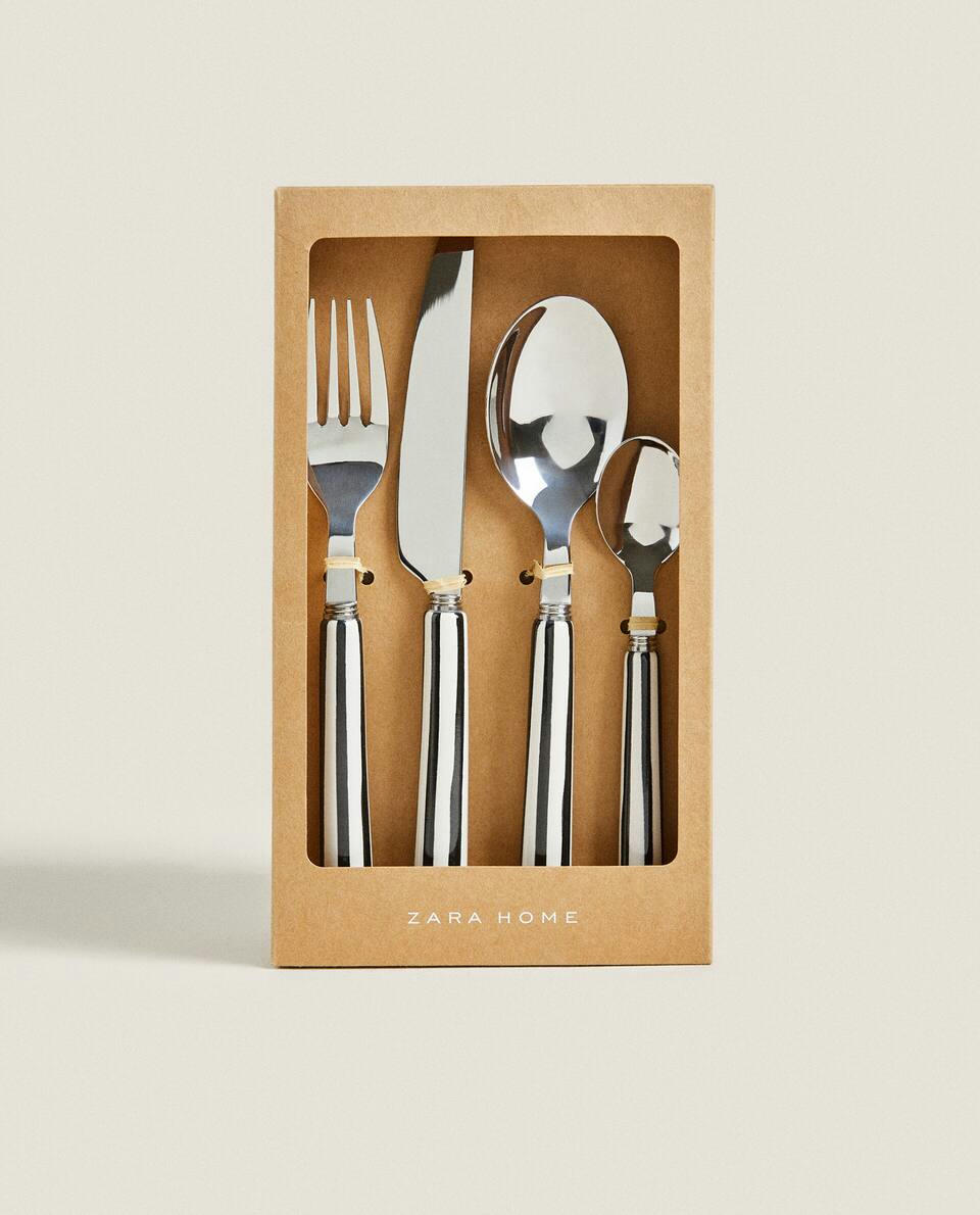 STRIPED CUTLERY SET (4 PIECES)