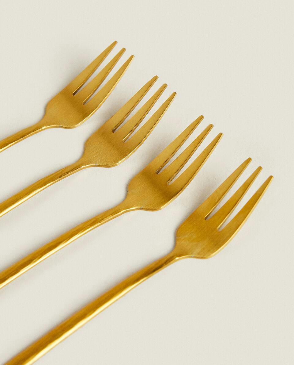 BOX 4 BRUNCH FORKS WITH HAMMERED HANDLE