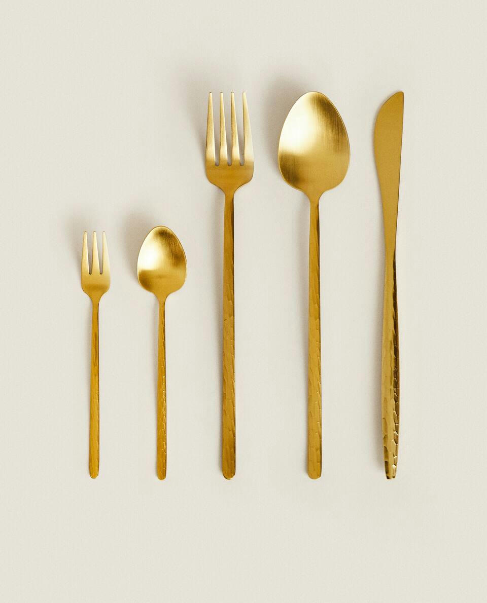 BOX 4 BRUNCH FORKS WITH HAMMERED HANDLE