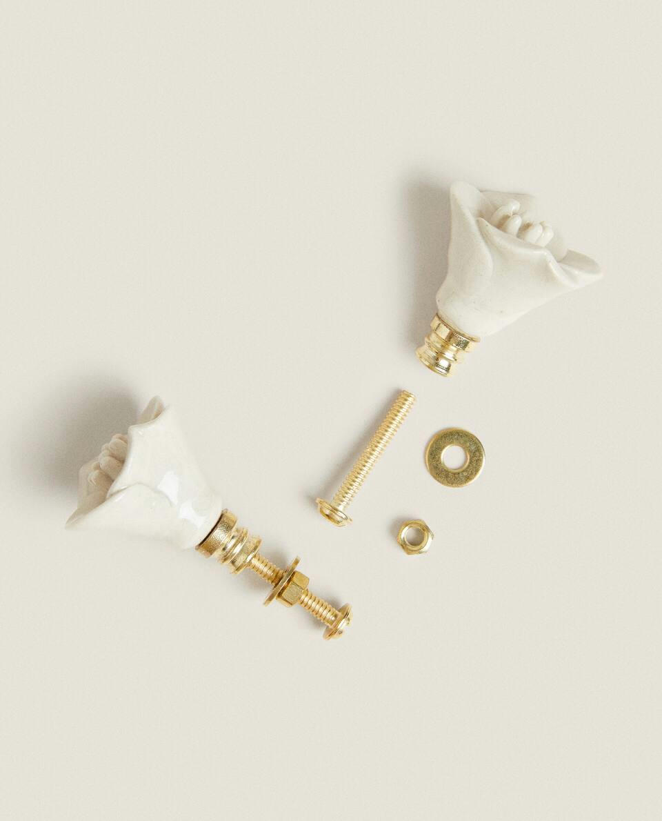 CERAMIC FLOWER DOOR KNOB (PACK OF 2)