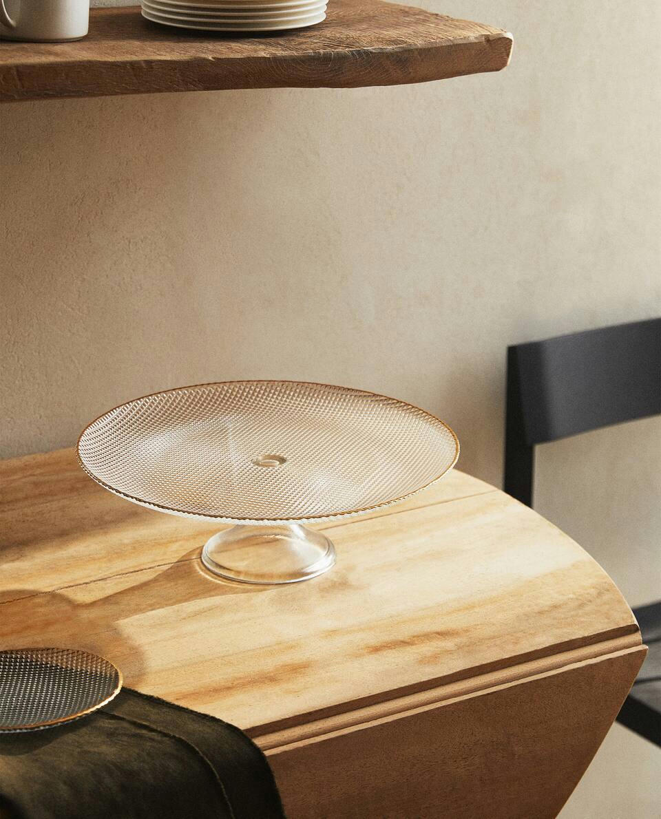 GLASS SERVING DISH WITH STAND