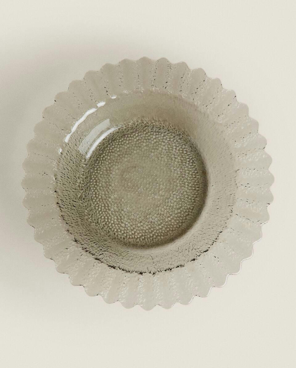 WAVY GLASS SERVING DISH & BOWL