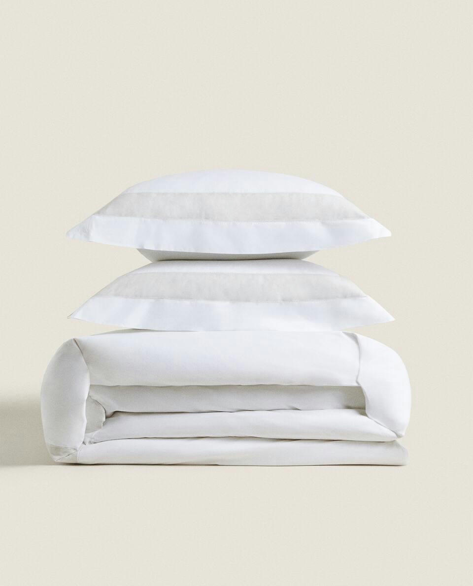 DUVET COVER WITH LINEN BORDER