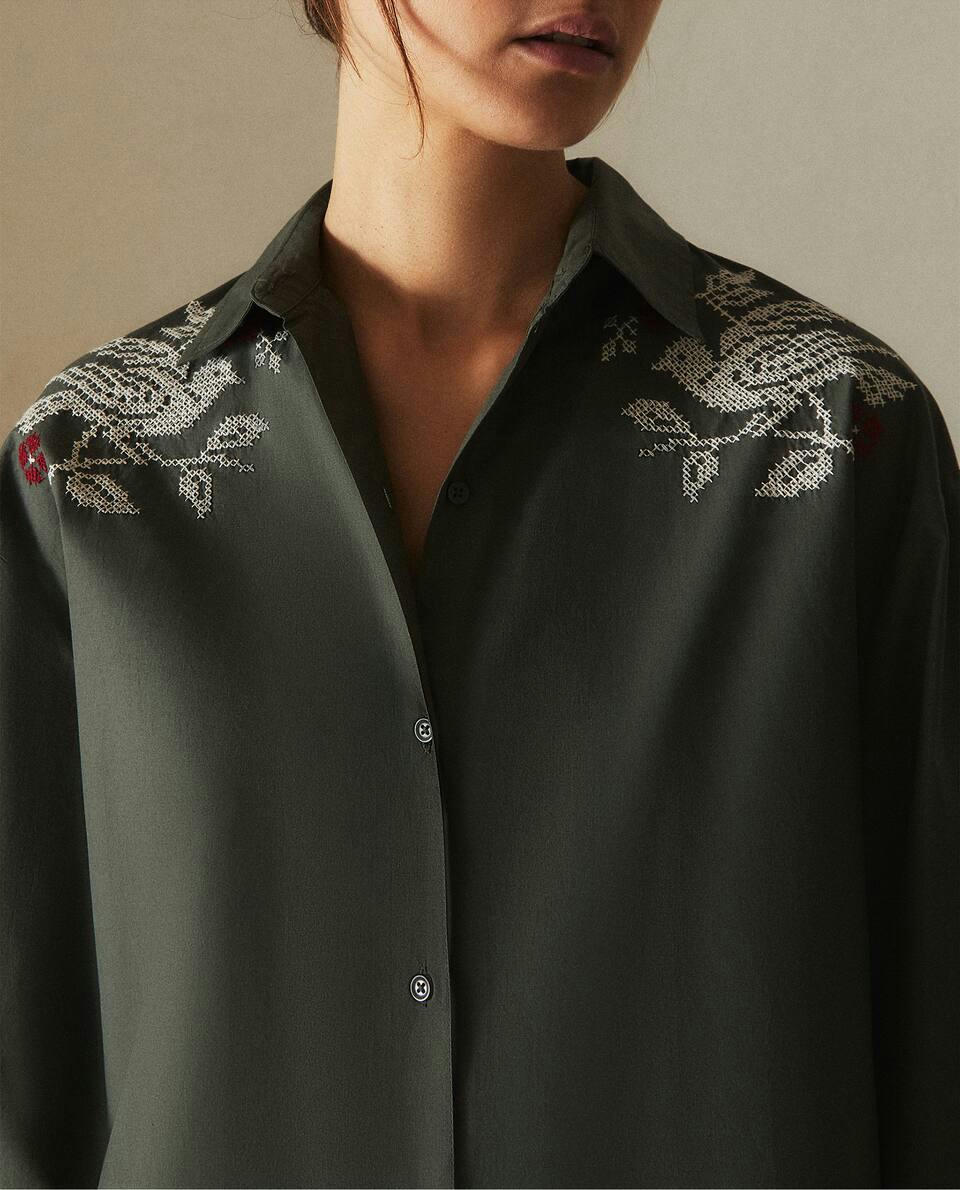 PYJAMA SHIRT WITH CHRISTMAS EMBROIDERY