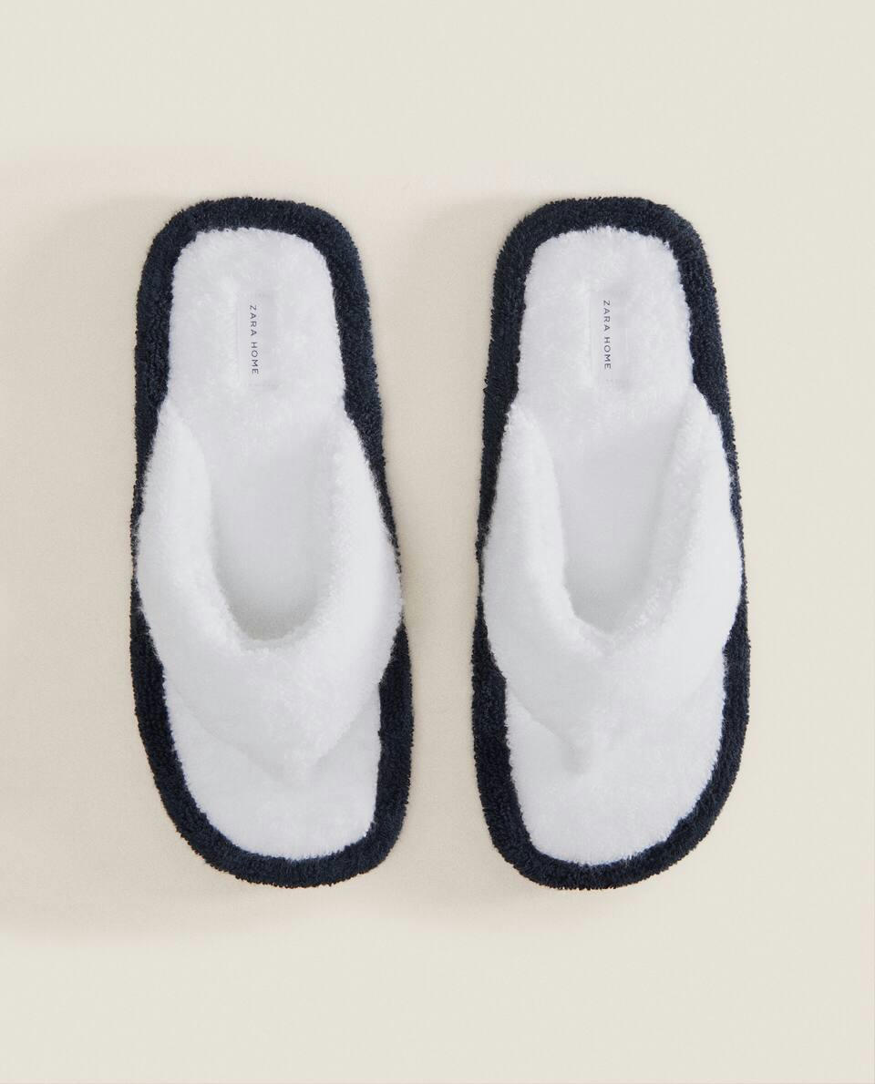 CONTRAST TOWELLING SLIPPERS