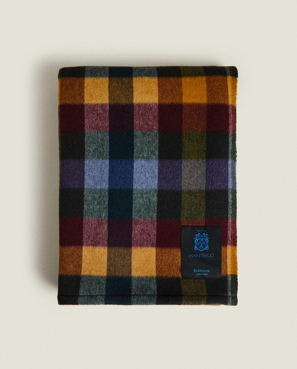 MULTICOLOURED CHECKED WOOL BLANKET