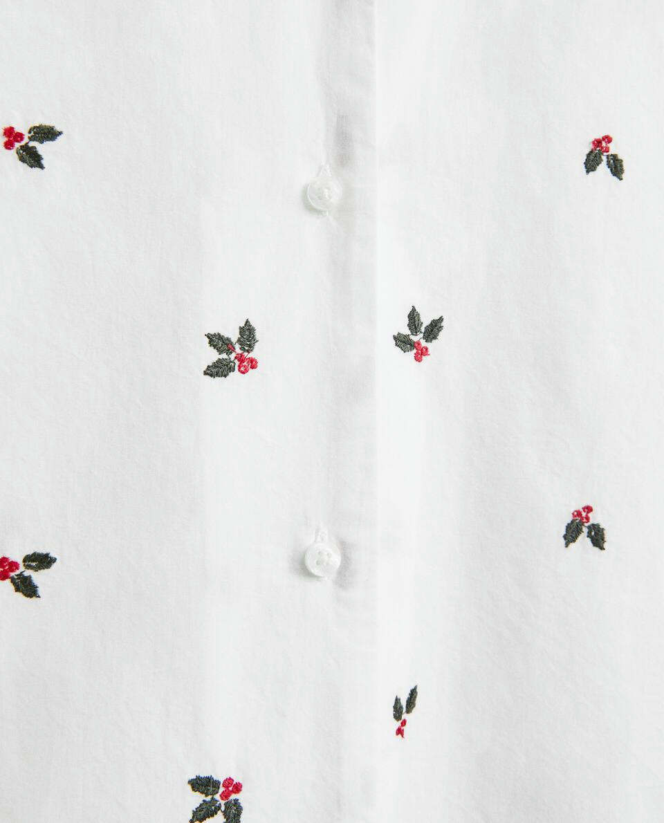 COTTON PYJAMA TOP WITH CHRISTMAS HOLLY