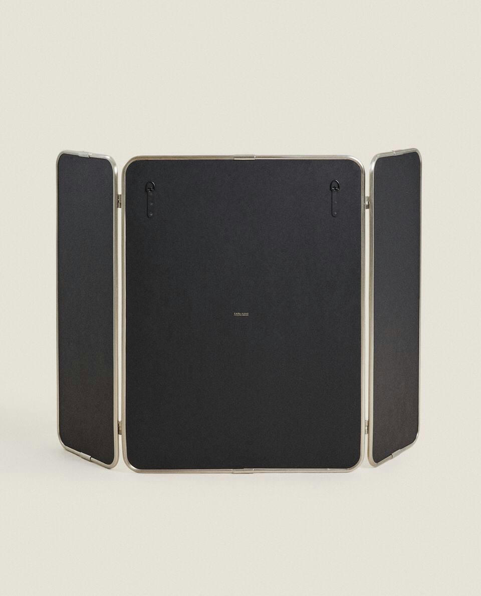 TRIPTYCH WALL MIRROR WITH SILVER FRAME