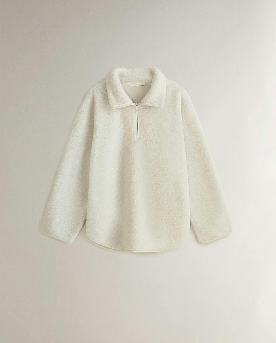 FAUX SHEARLING SWEATSHIRT