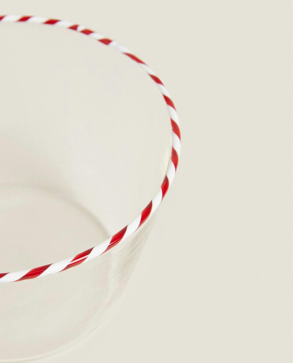 BOROSILICATE GLASS BOWL WITH CHRISTMAS CANDY CANE