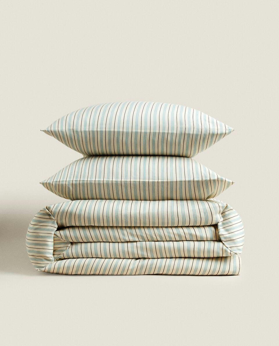 (300 THREAD COUNT) STRIPED WASHED SATEEN DUVET COVER