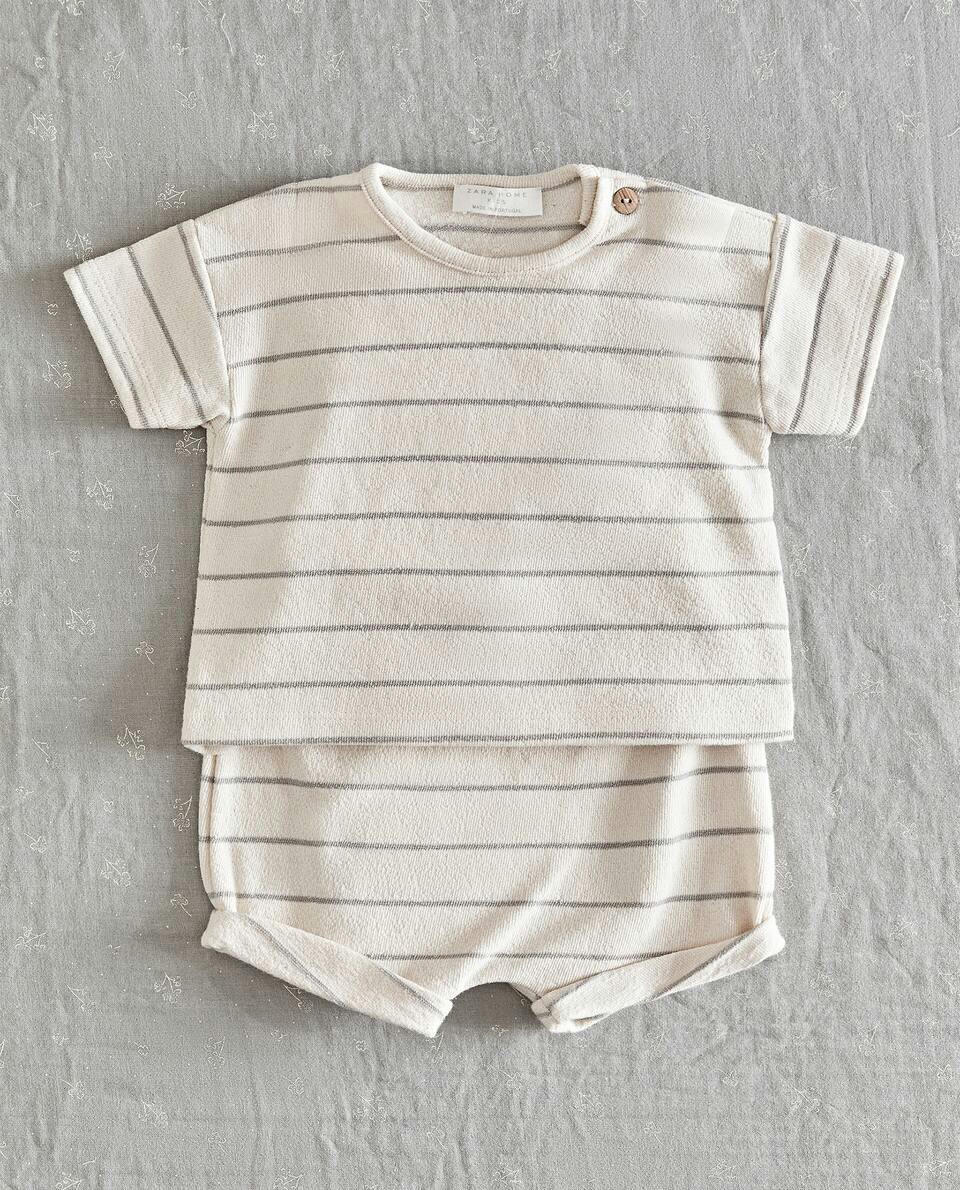 STRIPED COTTON JERSEY SET