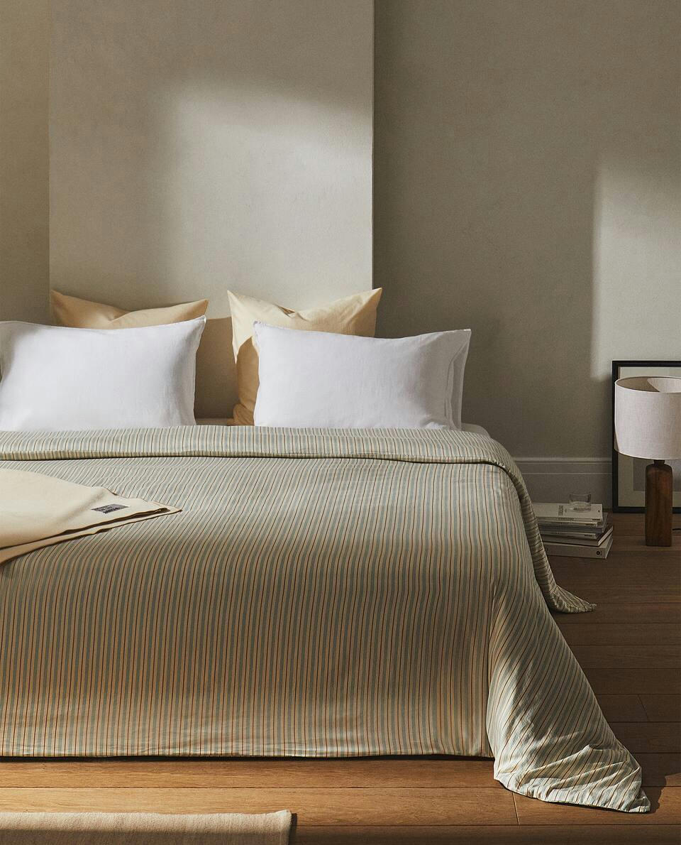 (300 THREAD COUNT) STRIPED WASHED SATEEN DUVET COVER