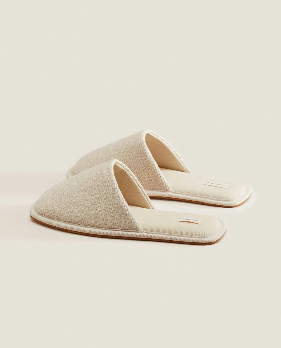 SQUARE TOE FABRIC SLIPPERS