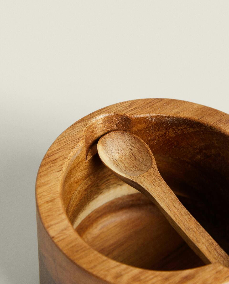 SALT SHAKER WITH SPOON AND LID