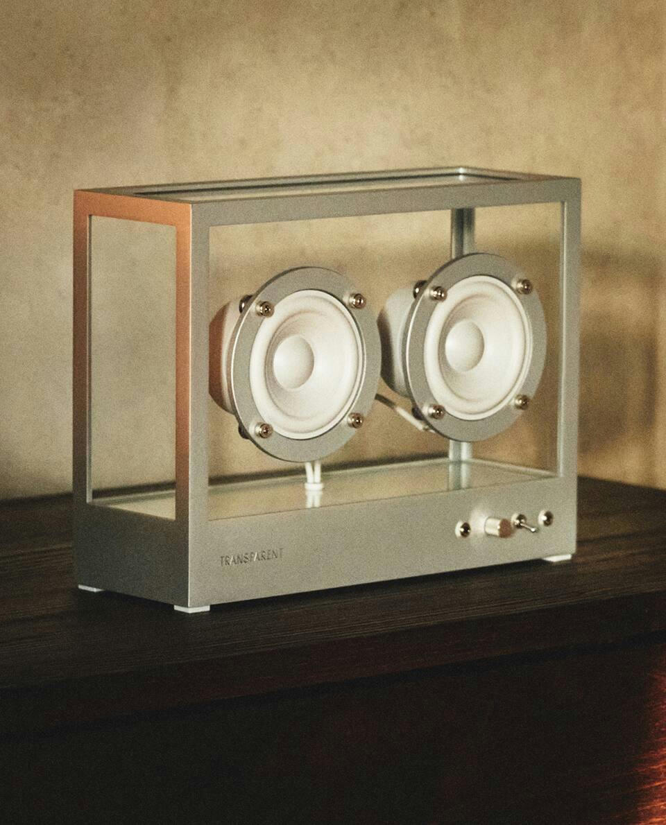 SMALL TRANSPARENT ALUMINIUM GLASS SPEAKER