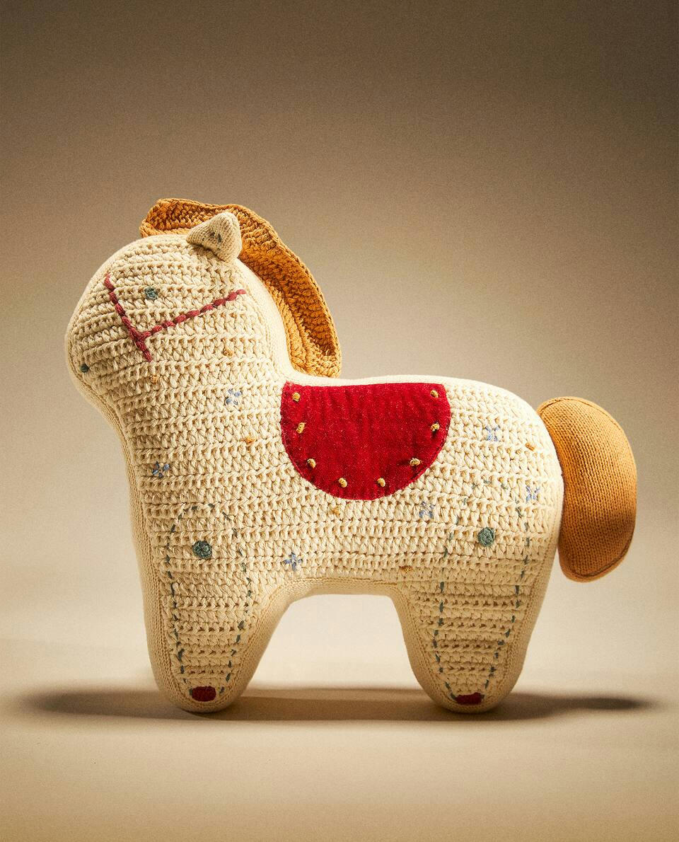CHRISTMAS CHILDREN’S ROCKING HORSE CUSHION