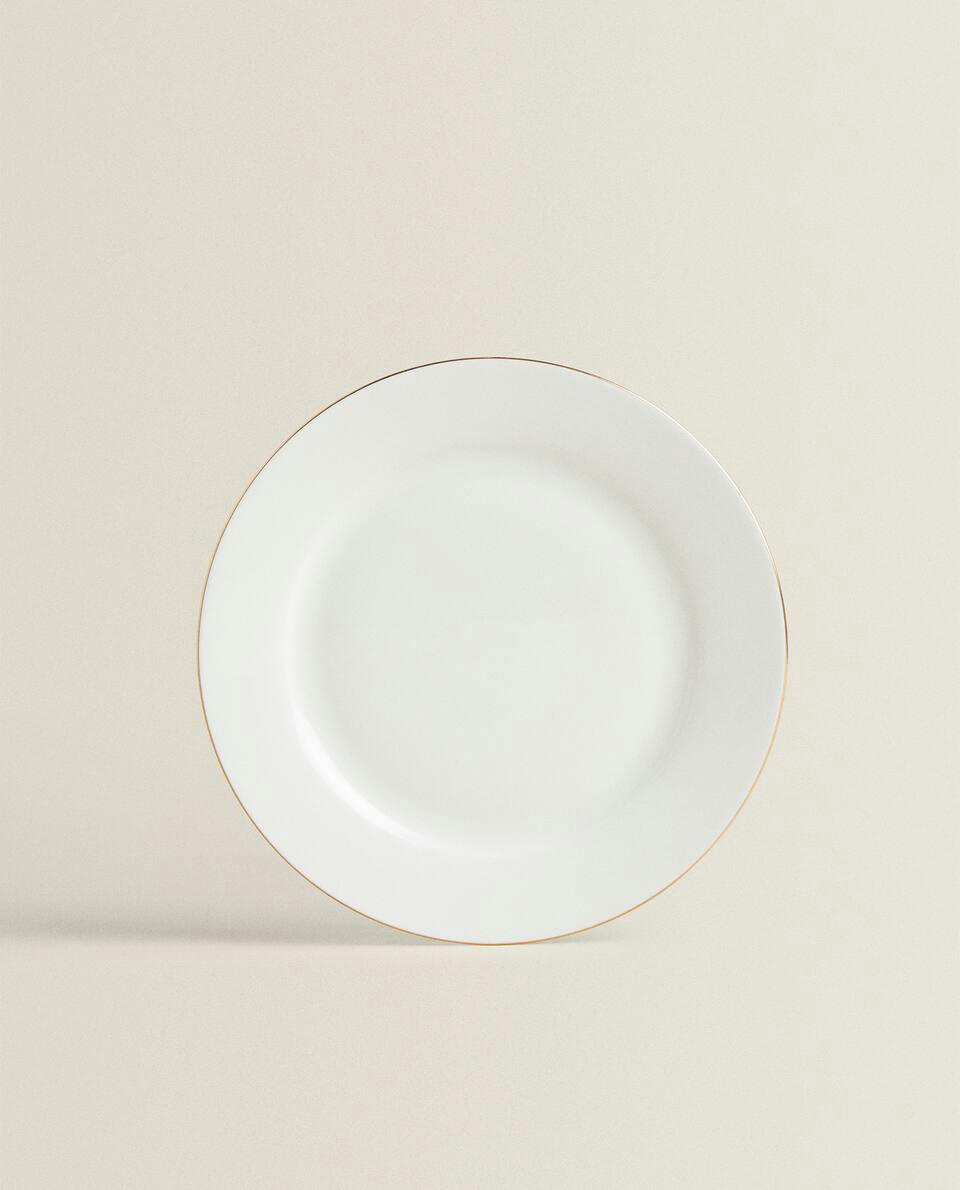 RIMMED BONE CHINA DESSERT PLATE