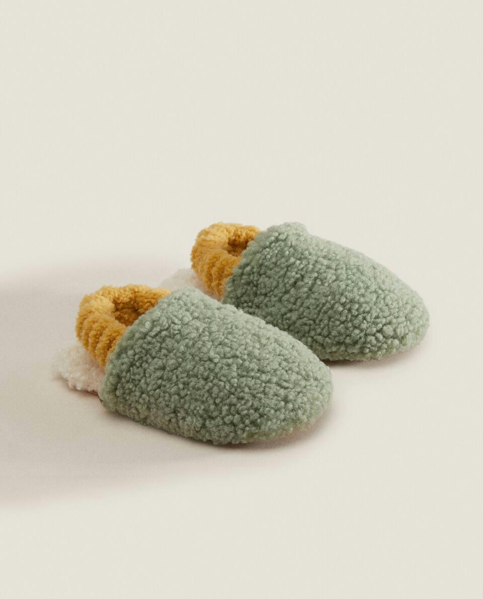 FAUX SHEARLING SLINGBACK SLIPPERS