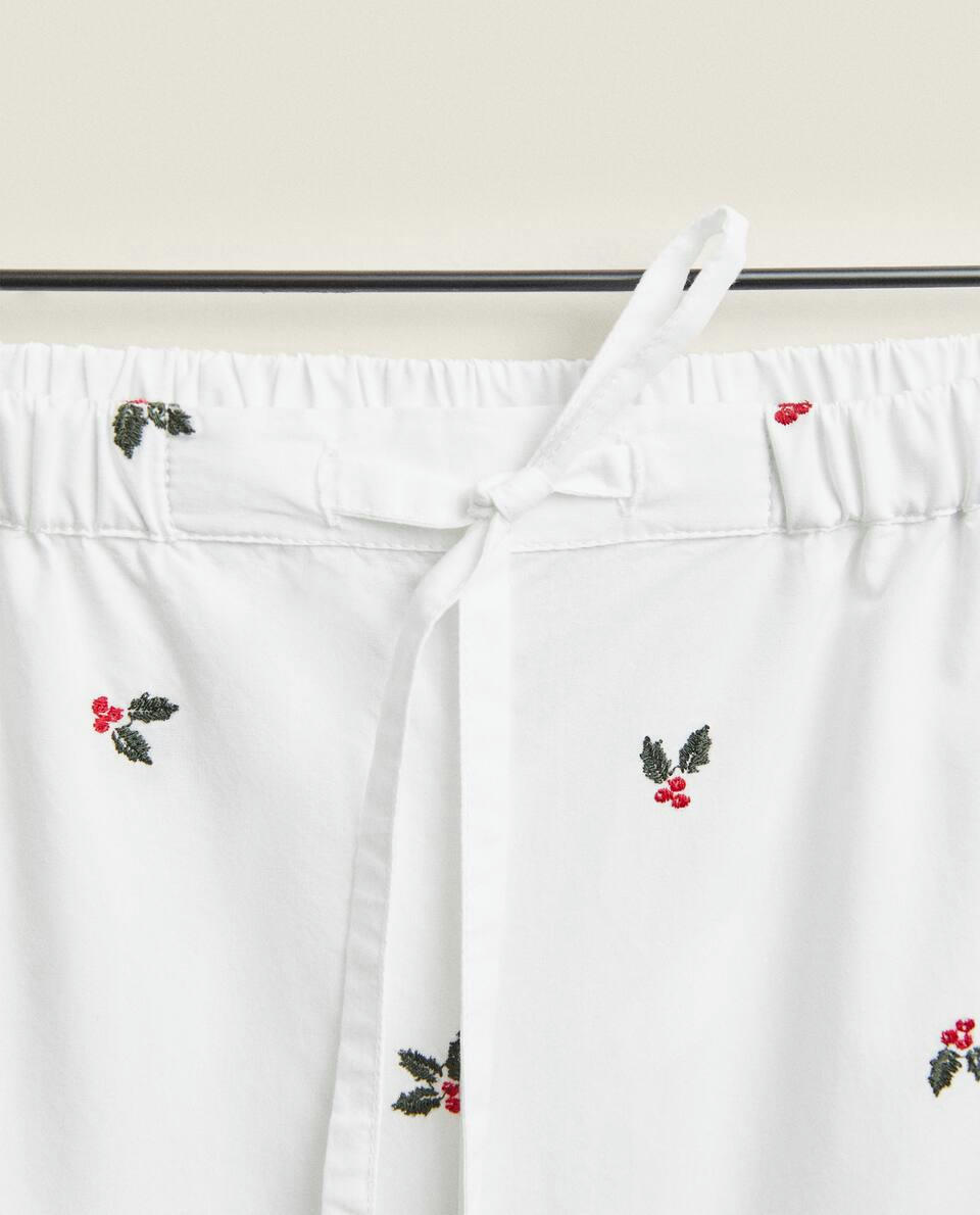 COTTON PYJAMA BOTTOMS WITH CHRISTMAS HOLLY