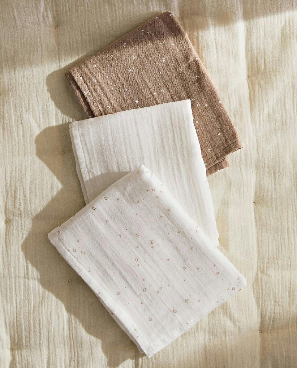 CHILDREN’S STAR PRINT MUSLIN CLOTH (PACK OF 3)