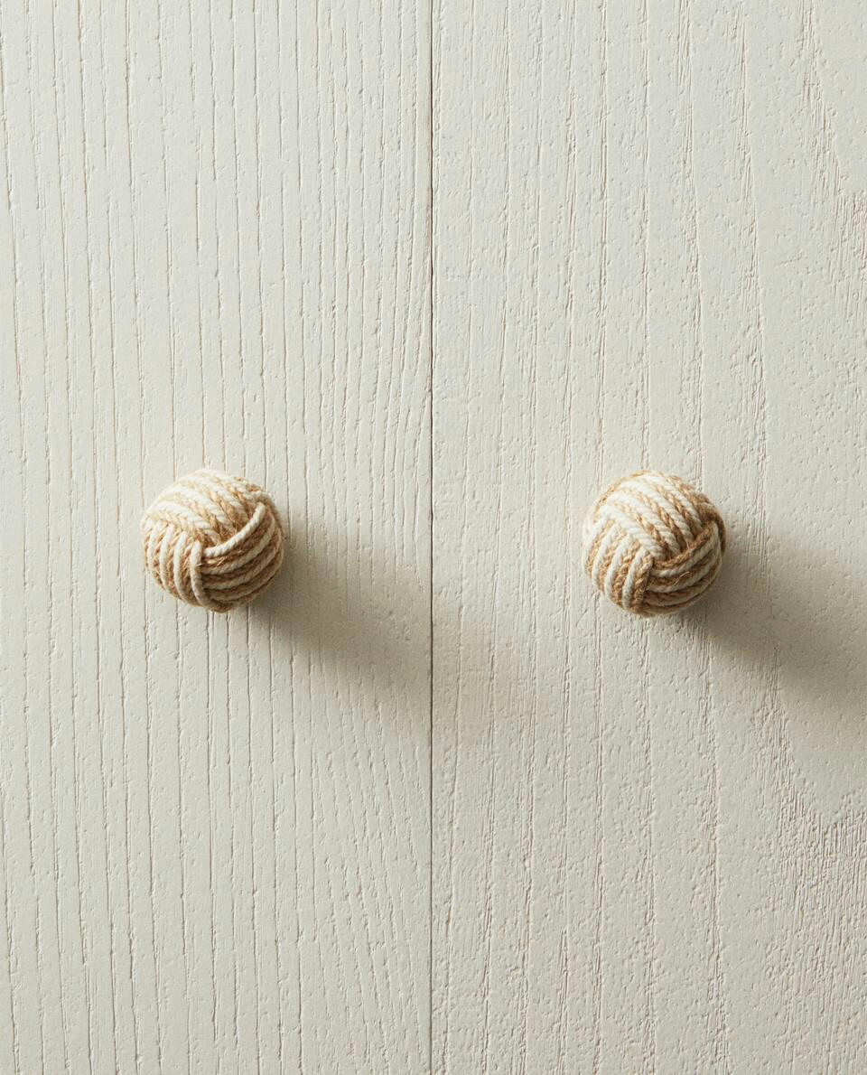 CONTRAST KNOTTED CORD DOOR KNOB (PACK OF 2)