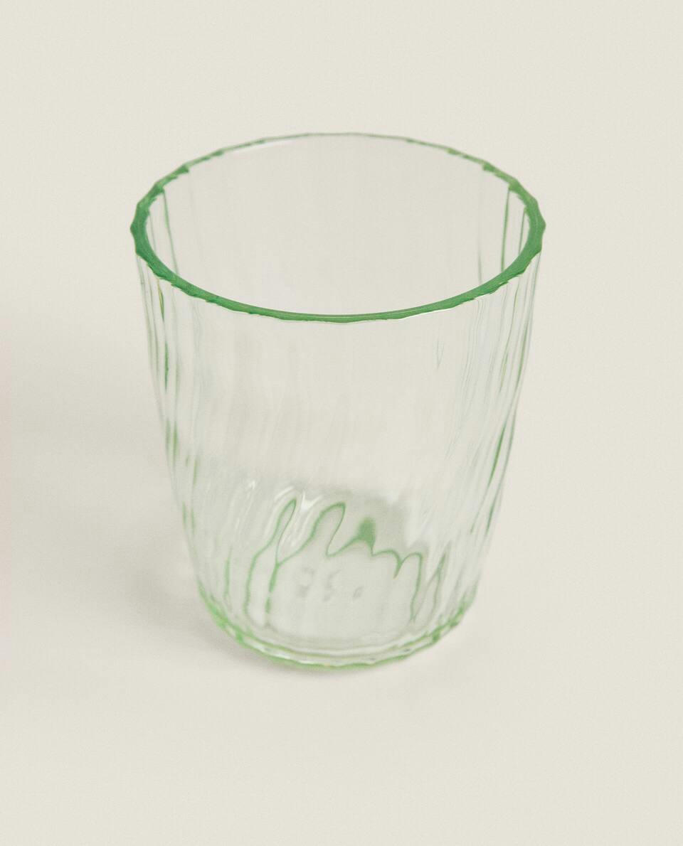 COLOURED TUMBLER WITH LINES