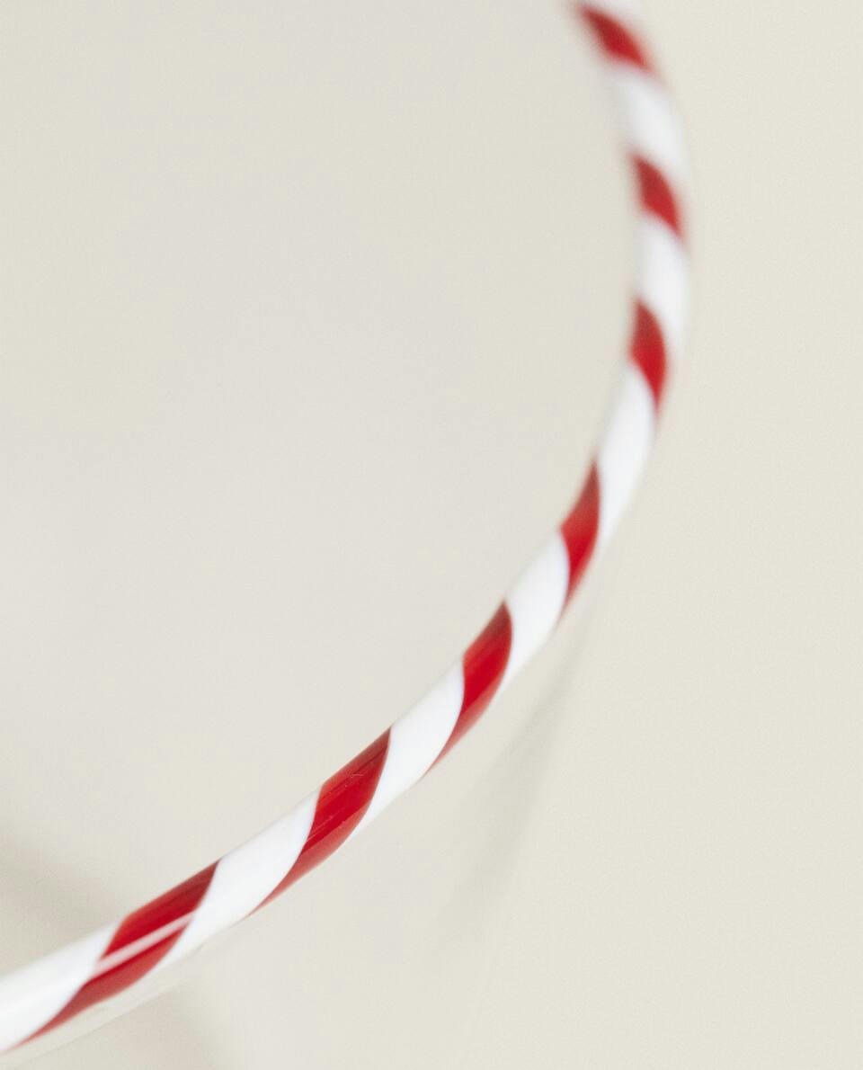 BOROSILICATE GLASS BOWL WITH CHRISTMAS CANDY CANE