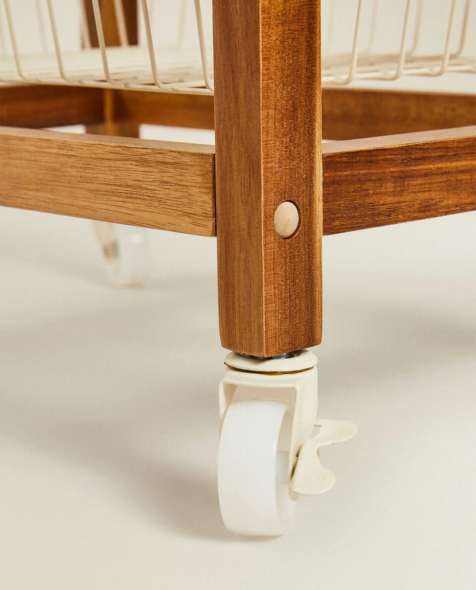 WOOD AND METAL STORAGE FURNITURE WITH WHEELS