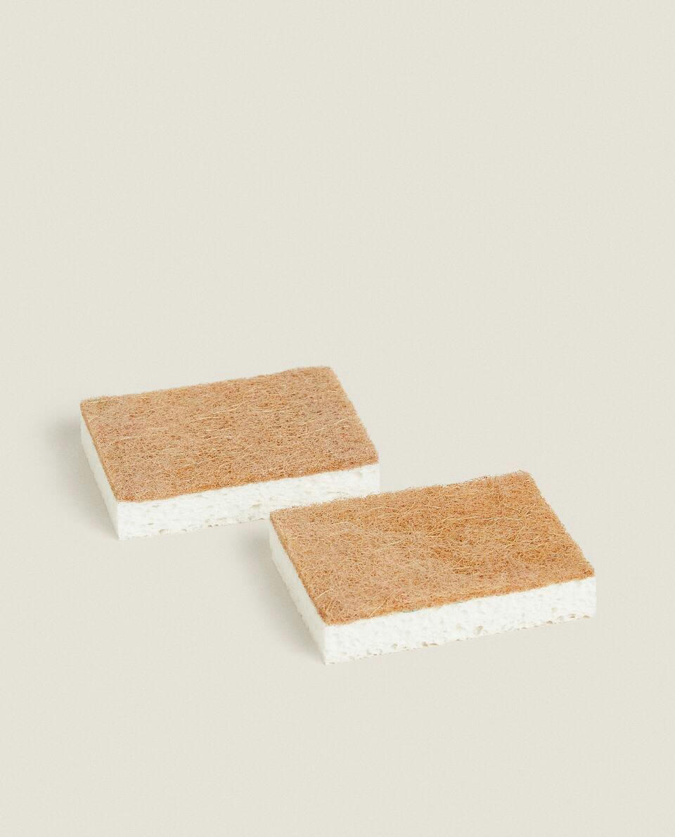 CELLULOSE AND FIBRE NON-SCRATCH SPONGES (PACK OF 2)