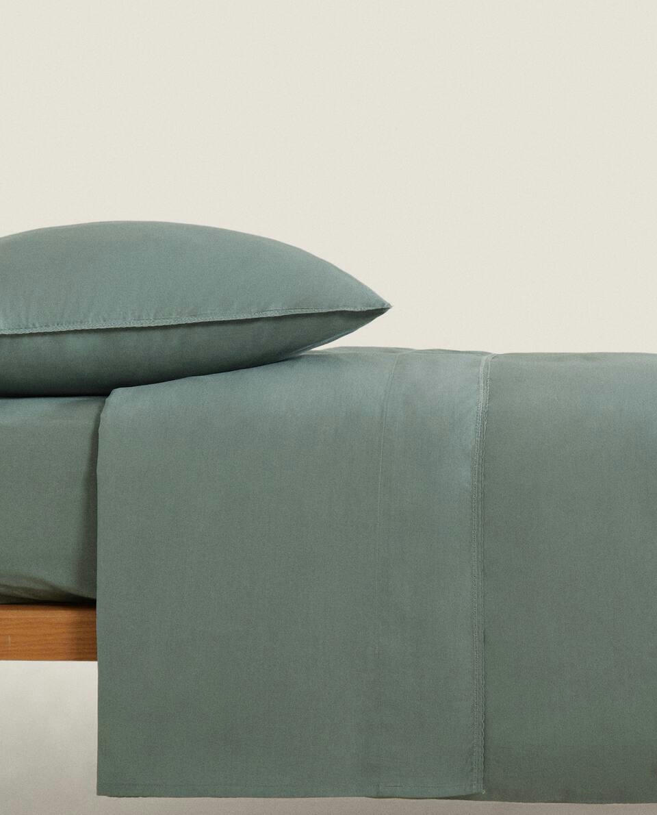 CHILDREN'S COTTON FITTED SHEET WITH TOPSTITCHING