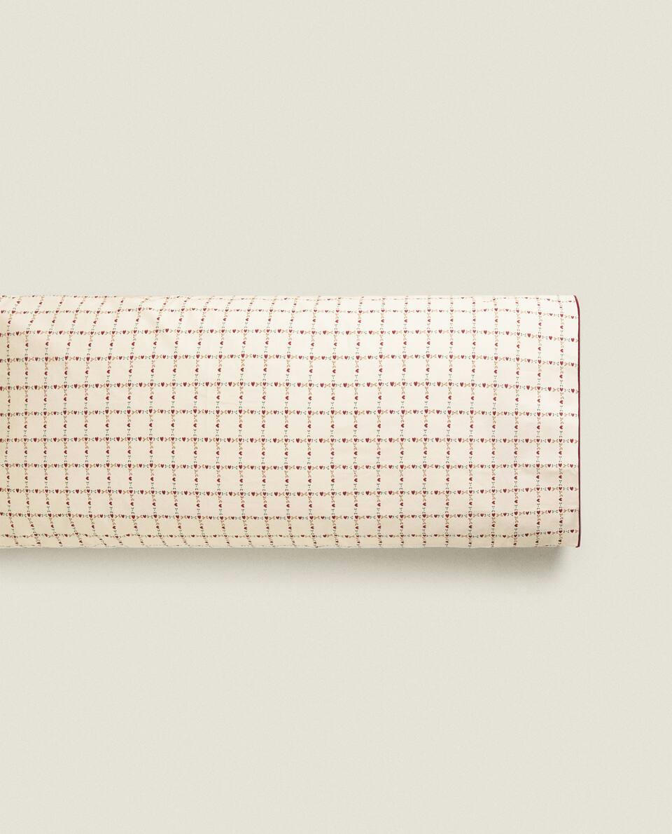 CHILDREN'S PERCALE PILLOWCASE WITH CHRISTMAS HEARTS