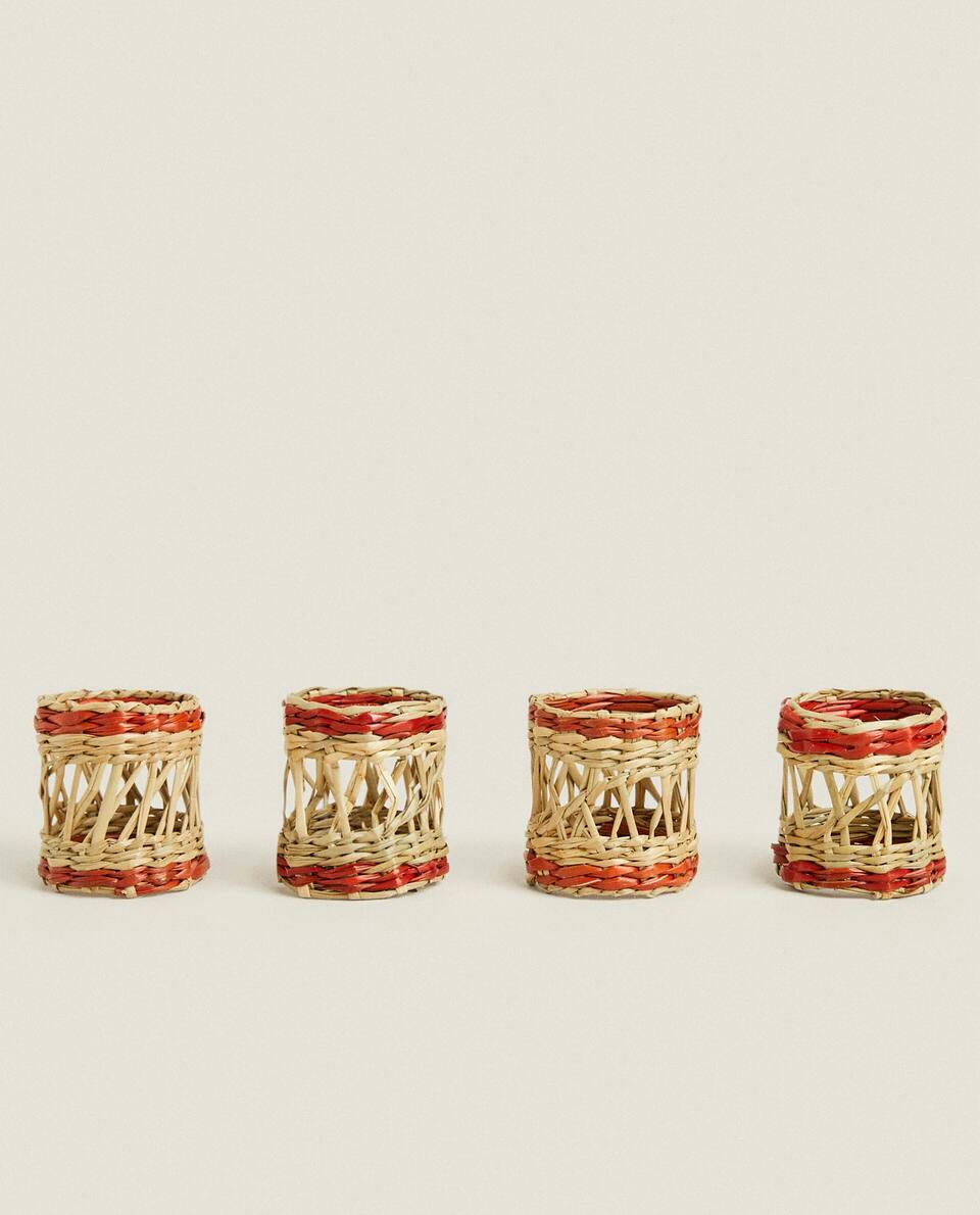 COLOURED FIBRE NAPKIN RINGS (PACK OF 4)