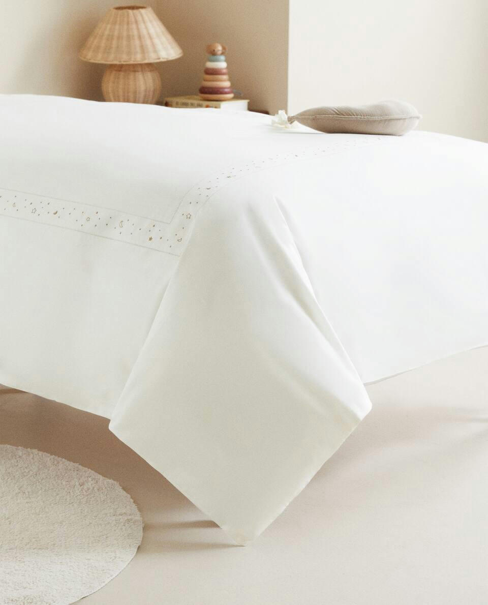 EMBROIDERED MOONS AND STARS DUVET COVER