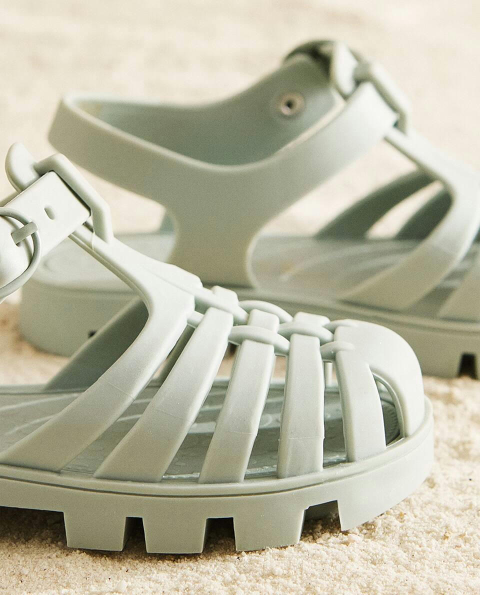 RUBBER TRACK SOLE CAGE SANDALS