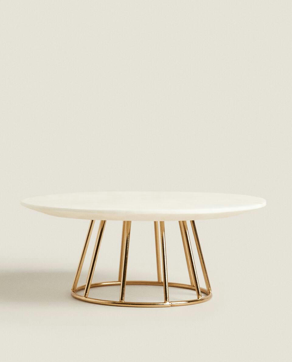 MARBLE AND METAL TEALIGHT HOLDER