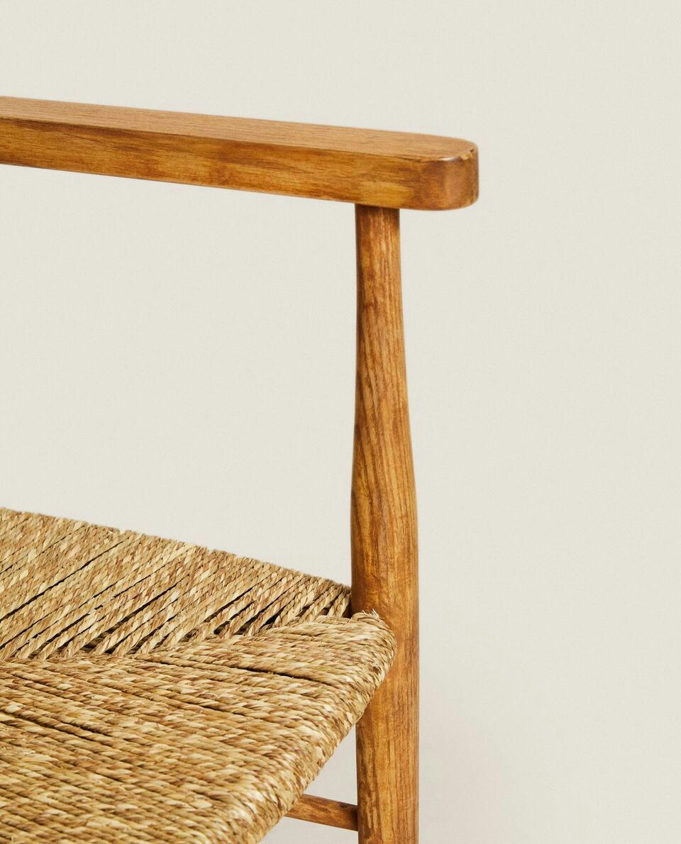 ASH AND SEAGRASS CHAIR WITH ARM RESTS