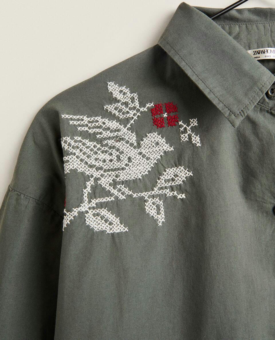 PYJAMA SHIRT WITH CHRISTMAS EMBROIDERY
