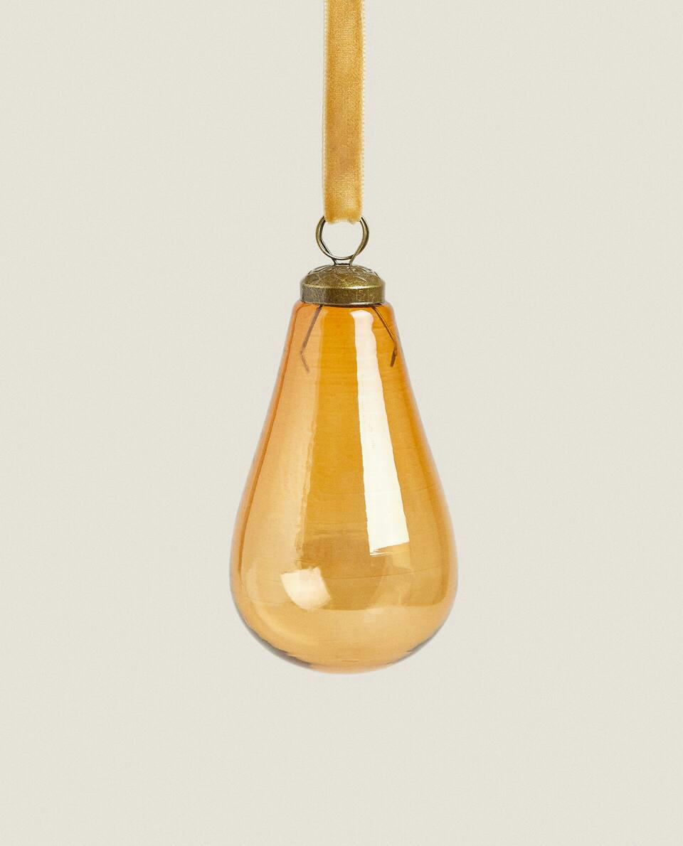 GLASS PEAR CHRISTMAS DECORATION