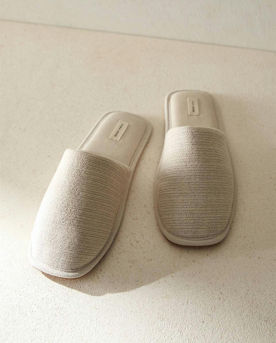 SQUARE TOE FABRIC SLIPPERS