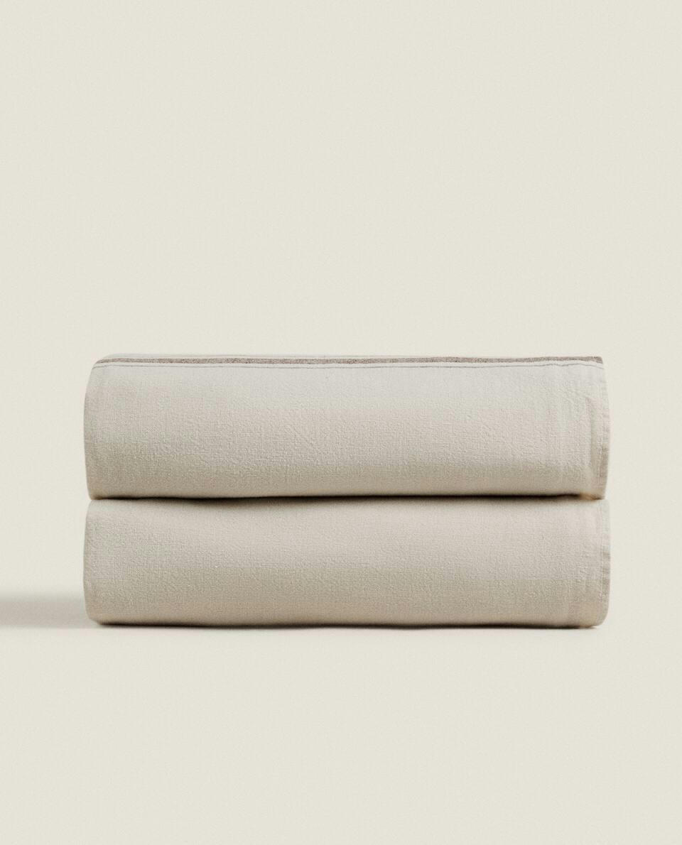 STRIPED COTTON-LINEN BLANKET