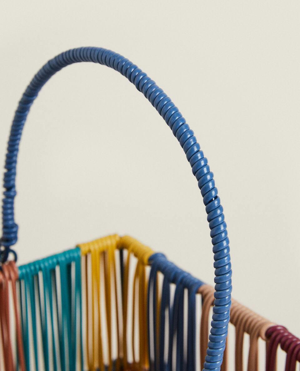 MULTICOLOURED WOVEN BASKET HANDLE