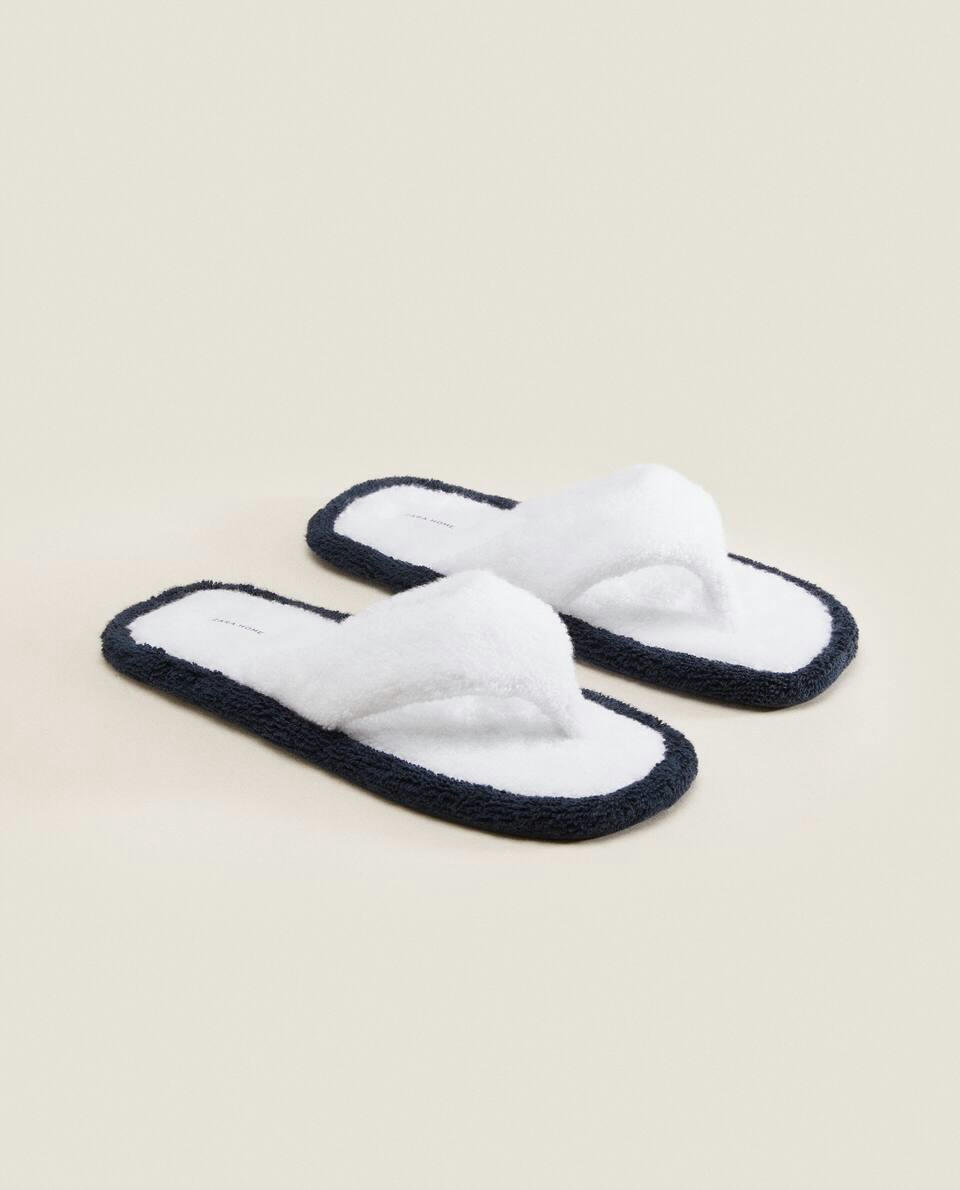 CONTRAST TOWELLING SLIPPERS