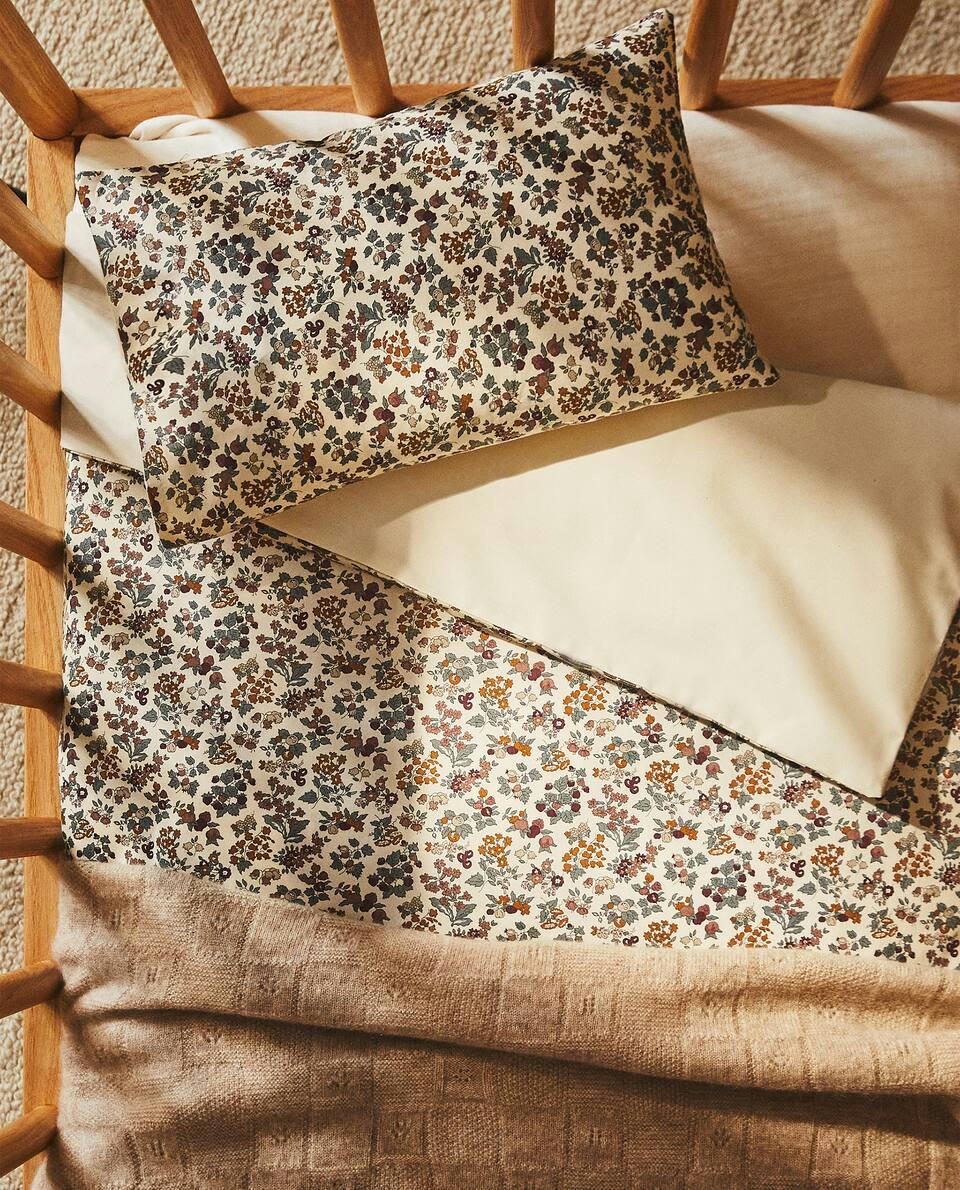 FLORAL PRINT FABRIC CHILDREN’S MINI COT SET (SET OF 2)