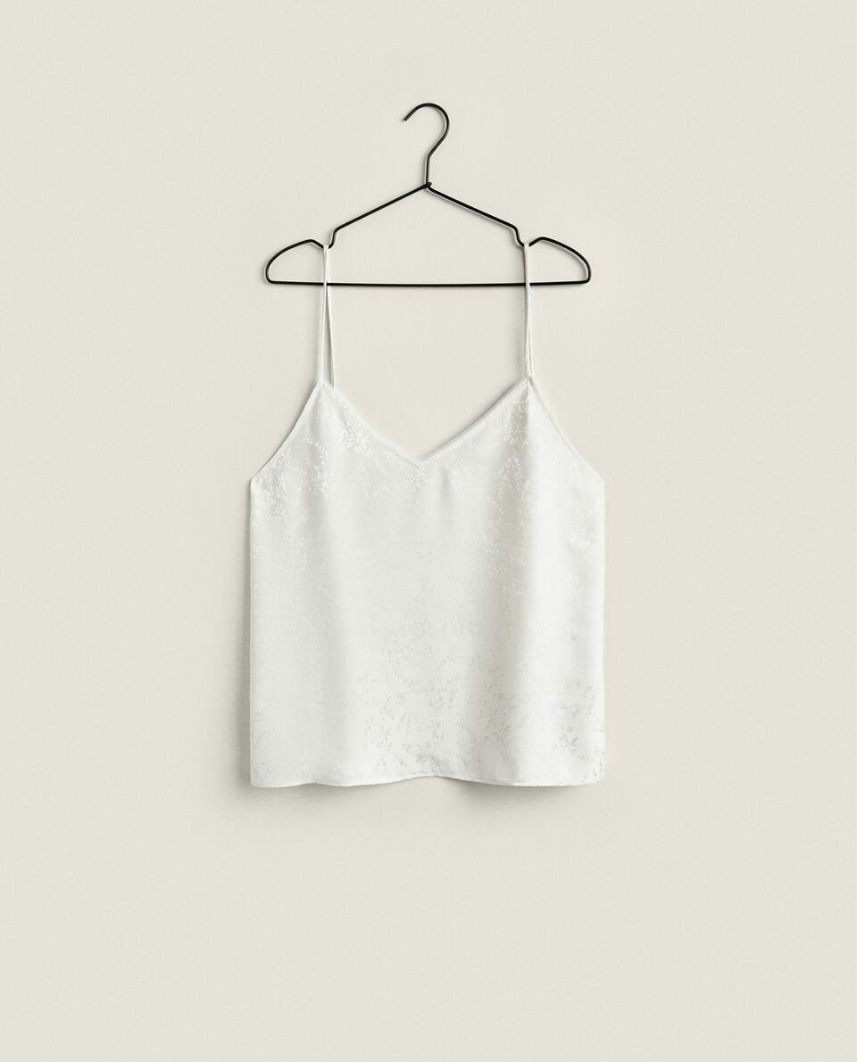 FLORAL-PRINT JACQUARD TOP