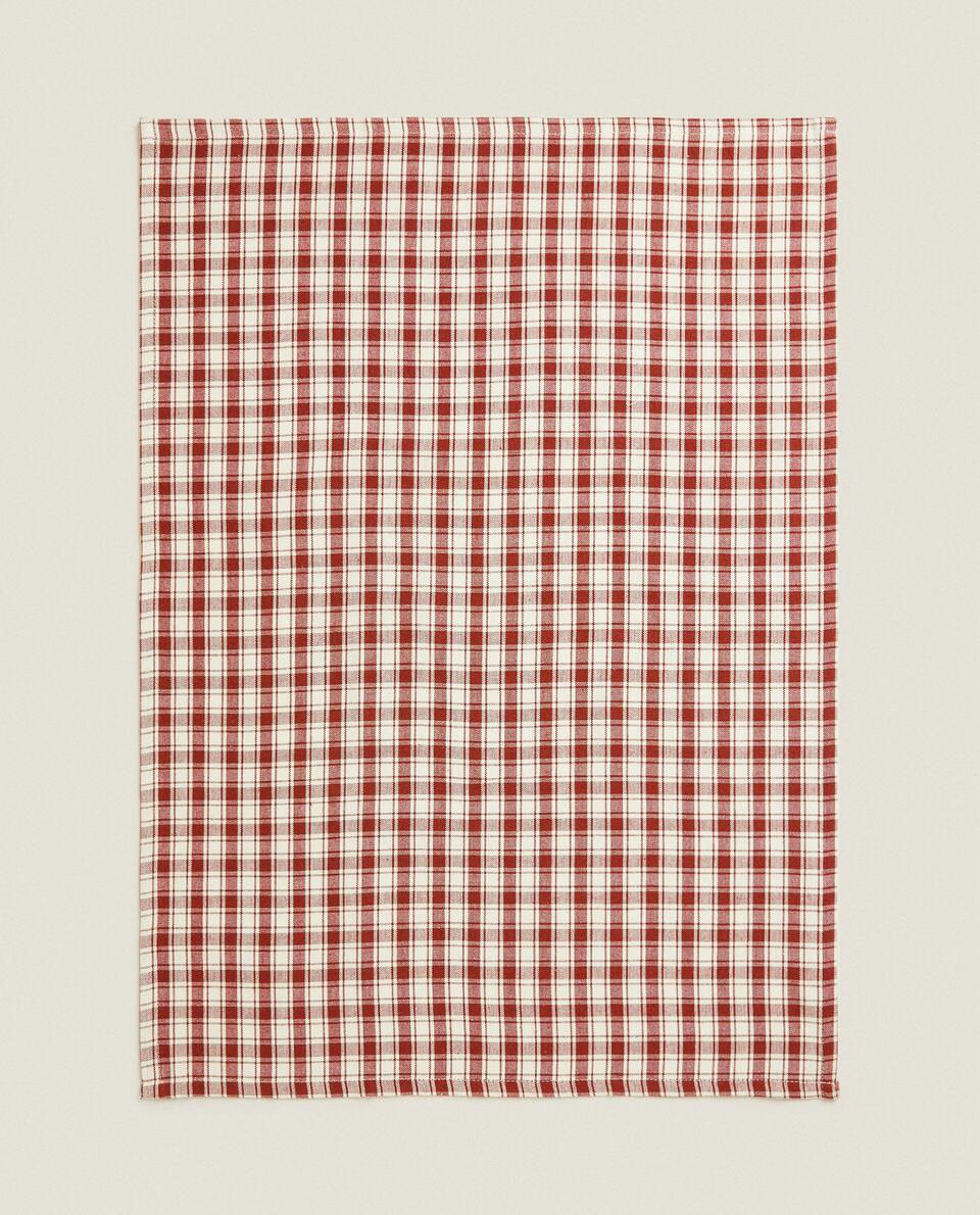 COLOURED CHECK TEA TOWELS (PACK OF 2)