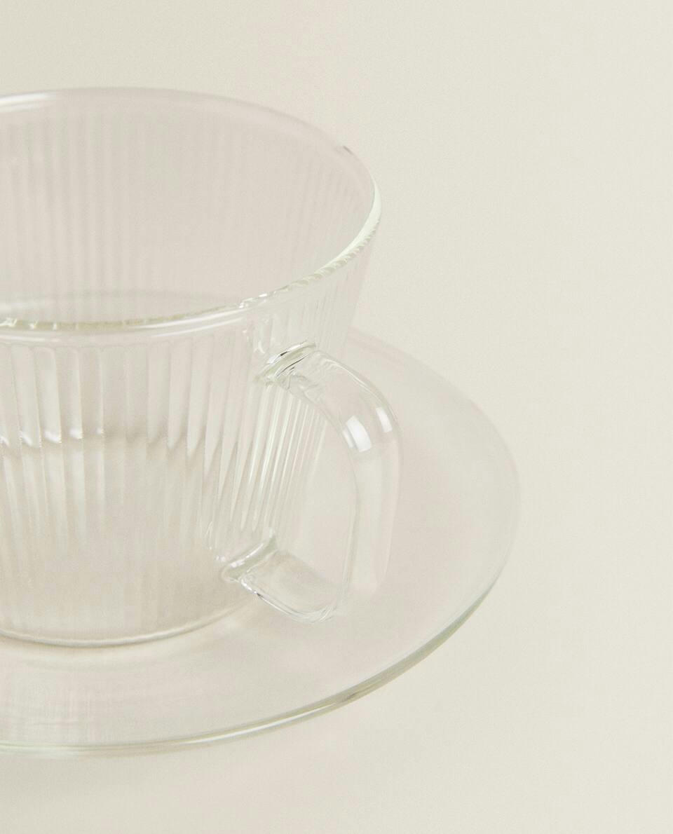 BOROSILICATE GLASS TEACUP AND SAUCER