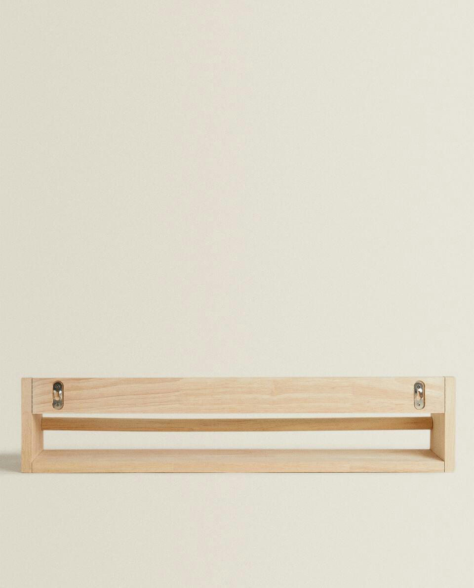 WOODEN SHELF WITH FRONT BAR
