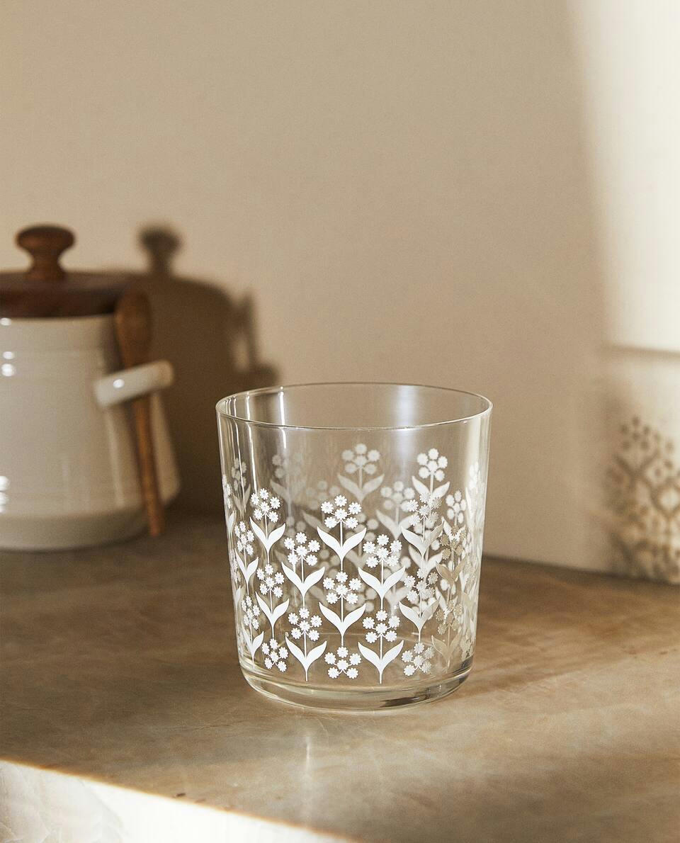 FLORAL GLASS TUMBLER